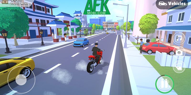 Alt: Hình ảnh một khu phố sầm uất trong thành phố Pocket City 2 MOD APK.