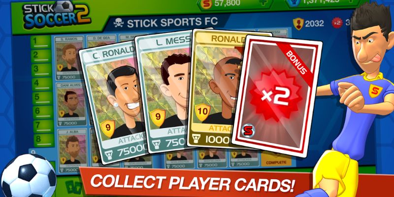 Hình ảnh một trận đấu bóng đá trong Stick Football với đồ họa đơn giản nhưng sinh động.