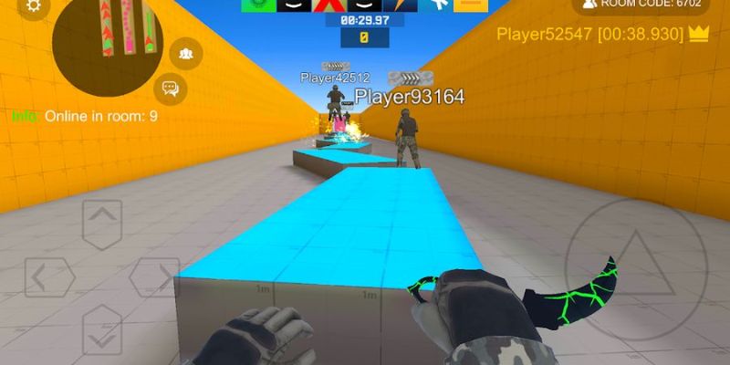 Alt: Hình ảnh nhân vật trong bhop pro Hack Mod APK đang chạy nhanh và nhảy cao.