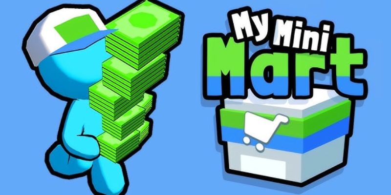 Cửa hàng My Mini Mart trong trò chơi với các kệ hàng đầy màu sắc.