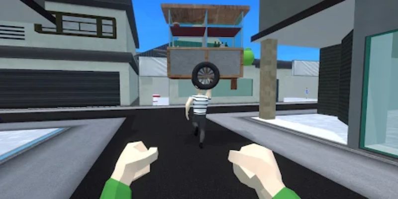 Alt: Hình ảnh quán bakso với đầy đủ trang thiết bị hiện đại trong Bakso Simulator.