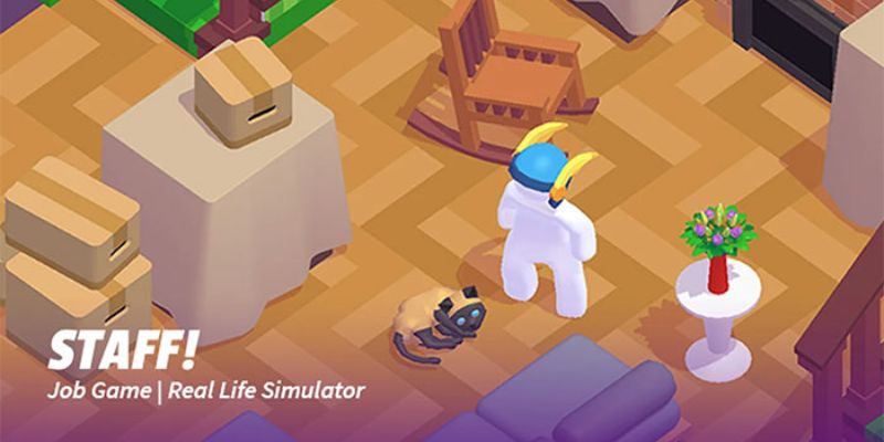Alt: Hình ảnh người chơi thử sức với công việc mới trong game Staff! – Job Game.