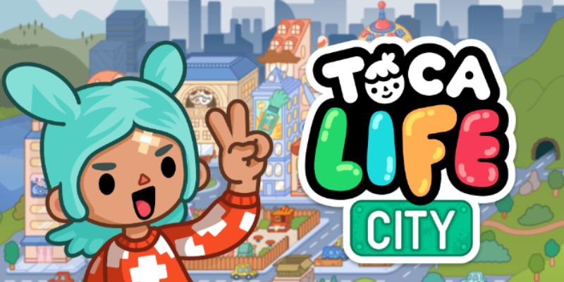 Giao diện game Toca Life: City với các khu vực và tính năng được mở khóa đầy đủ