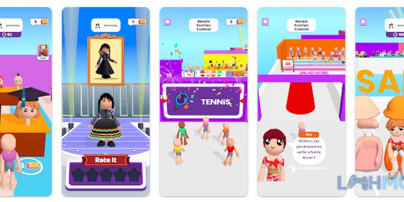 Alt: Hình ảnh người chơi đang thiết kế bộ trang phục trong Fashion Famous Mod APK mà không bị gián đoạn bởi quảng cáo.
