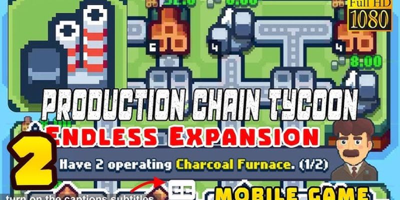 Hình ảnh trong game Production Chain Tycoon khi người chơi đang xây dựng dây chuyền sản xuất.