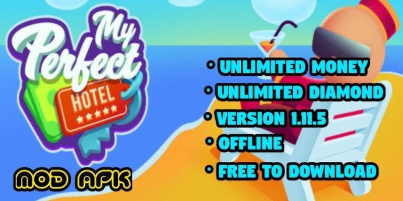 Alt: Hình ảnh khách sạn sang trọng trong game My Perfect Hotel.