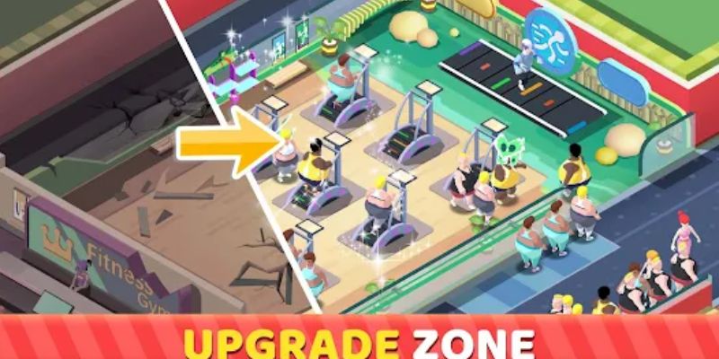 Quản lý câu lạc bộ thể hình mượt mà với tính năng vô hạn tiền trong Fitness Club Tycoon.