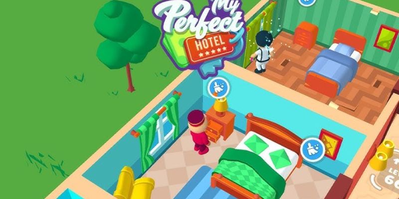 Alt: Hình ảnh khách hàng đến thăm khách sạn trong game My Perfect Hotel.