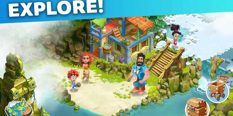 Alt: Hình ảnh game Family Island Mod APK khi người chơi không phải chờ đợi thời gian hồi và không có quảng cáo.