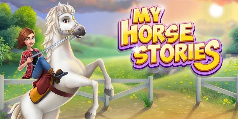 Alt: Hình ảnh người chơi trong My Horse Stories khi chăm sóc ngựa và tham gia cuộc thi cưỡi ngựa.