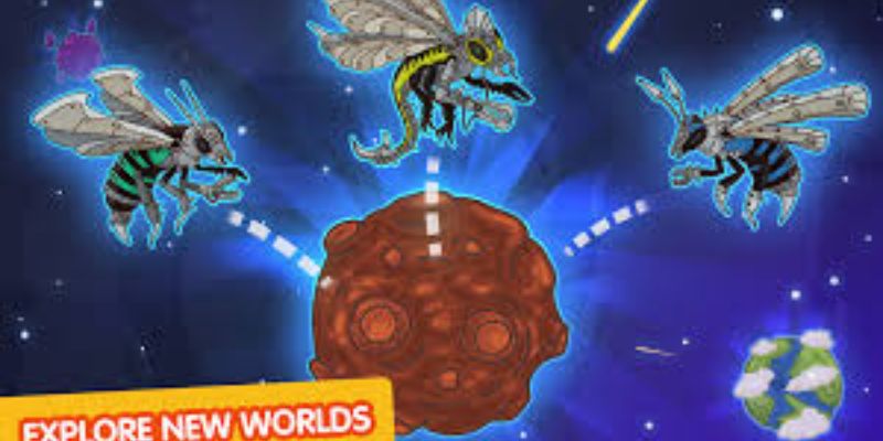 Alt: Hình ảnh một chú ong tiến hóa nhanh chóng trong Angry Bee Evolution Mod APK.