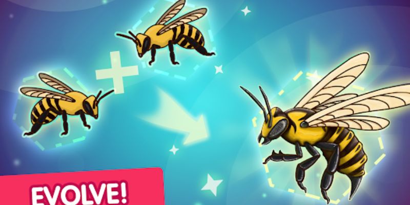 Alt: Hình ảnh đồ họa sinh động trong Angry Bee Evolution Mod APK khi ong tiến hóa.