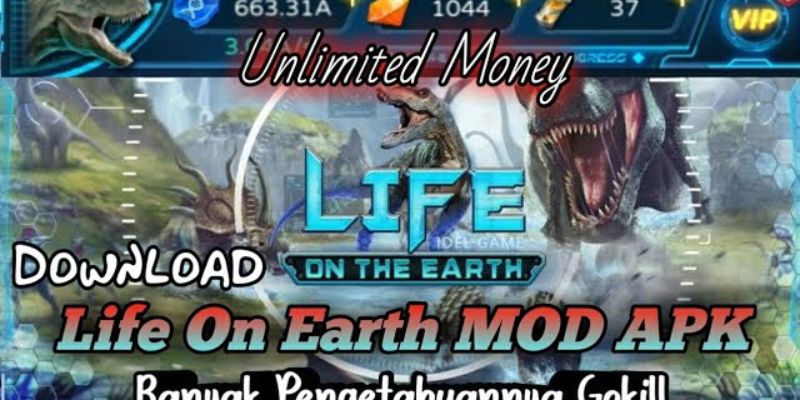Alt: Hình ảnh các sinh vật đang phát triển trong môi trường tự nhiên của Life on Earth Mod APK.