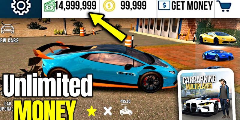 Giao diện game Car Parking Mod với xe hơi đầy đủ tính năng và tiền vô hạn